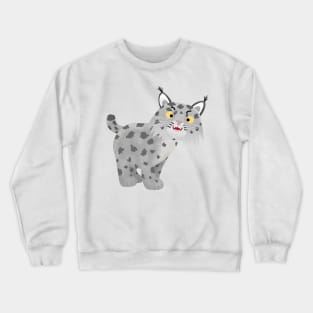 Cute mean bobcat lynx cartoon Crewneck Sweatshirt